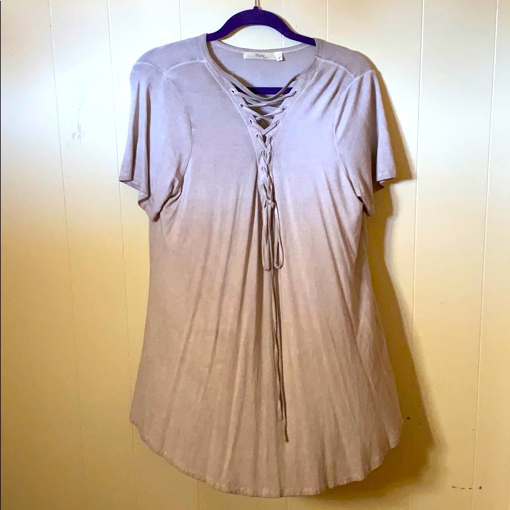 Brown laced up tee
